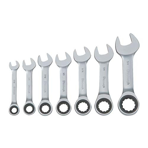 7 Pc SAE Stubby Combination Ratcheting Wrench Set