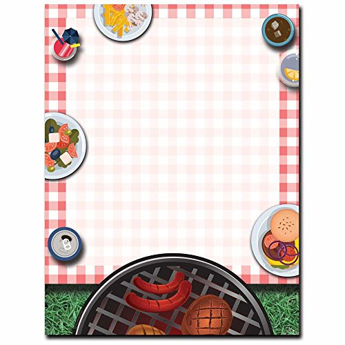 Summertime Backyard BBQ Letterhead Laser   Inkjet Printer Paper 25 pack