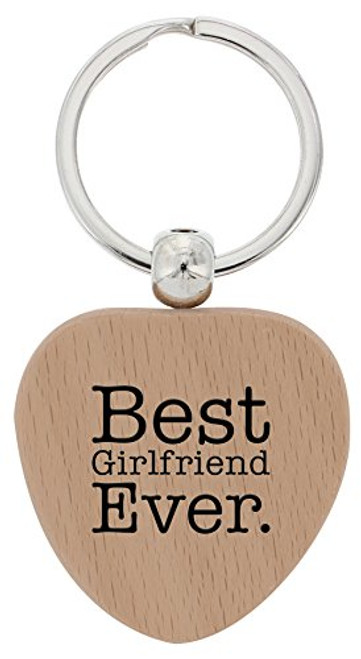 ThisWear Girlfriend Gifts Best Girlfriend Ever Wood Heart Keychain Key Tag Dating Anniversary