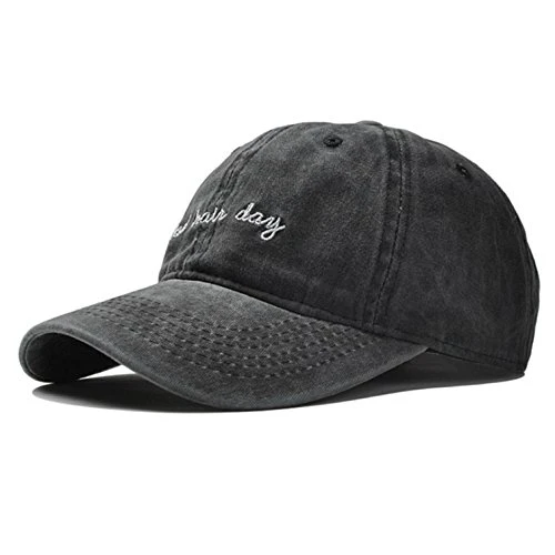Bad Hair Day Dad Baseball Cap Embroidery Distressed Adjustable Vintage Hat  Black