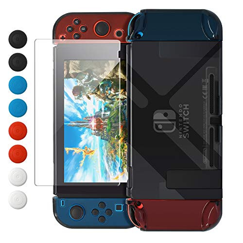 Dockable Case Compatible with Nintendo Switch FYOUNG Protective Accessories Cover Case Compatible with Nintendo Switch and Nintendo Switch Joy Con with Thumbstick Caps  Black