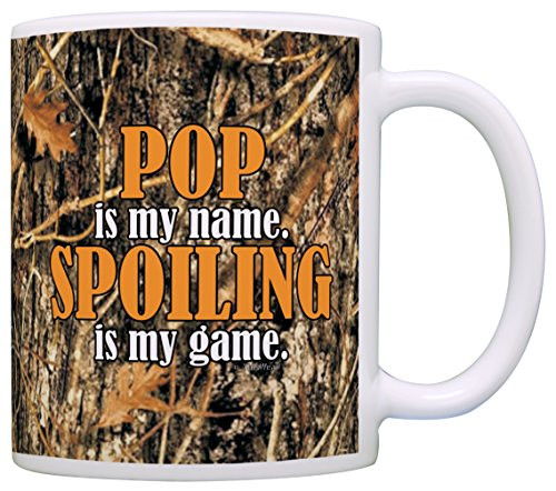 Woodland Camo Pop is my Name Spoiling is my Game Grandpa Gift Coffee Mug Tea Cup Camo
