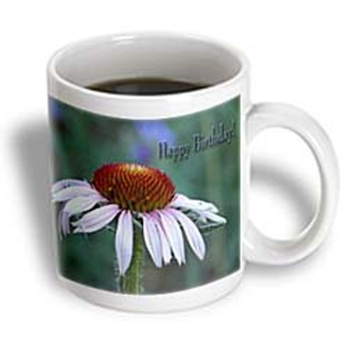 3dRose Purple Cone Flower Happy Birthday Ceramic Mug 11 Ounce