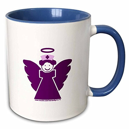 3dRose Nurse Angel Purple Two Tone Blue Mug 11 oz Multicolored