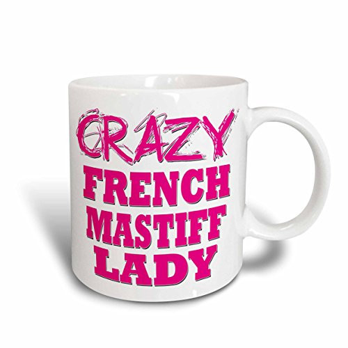 3dRose Crazy French Mastiff Lady Two Tone Mug 11 oz Red