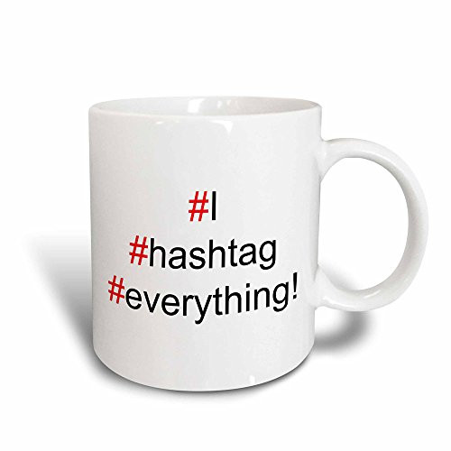 3dRose I Hashtag Everything Black Letters On White Background With Red   Magic Transforming Mug 11 oz Multicolor
