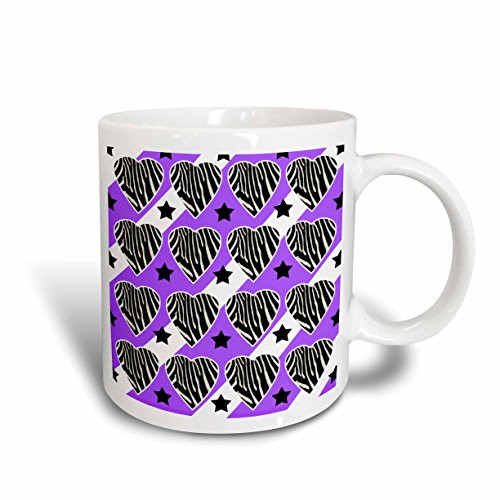 3dRose mug 2 0382 1 Punk Rockabilly Zebra Purple White Black Print Ceramic Mug 11 Ounce