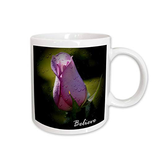3dRose Believe Purple Rose Ceramic Mug 11 Ounce