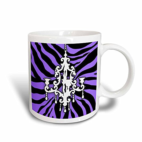 3dRose Funky purple zebra print with chic white chandelier   Magic Transforming Mug 11 oz Multicolor