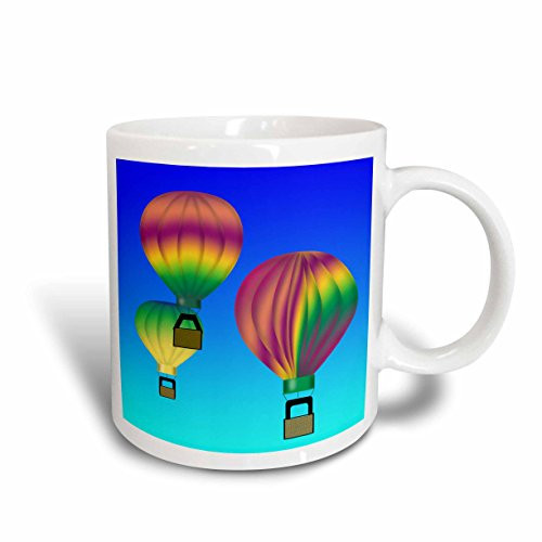 3dRose Graphic Design Colorful Hot Air Balloons with Blue Sky Background Ceramic Mug 11 Ounce