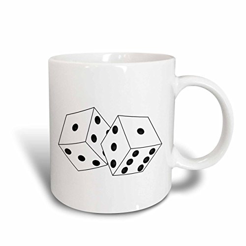 3dRose mug 39695 1 Black and White Die   Dice with White Background  Ceramic Mug 11 oz Multicolor