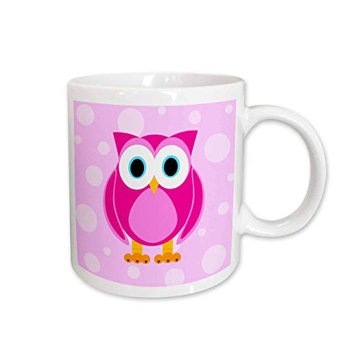 3dRose Cute Pink Owl on Light Pink Background Mug 11 Ounce