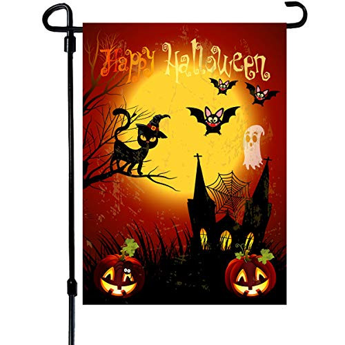 VIEKEY Halloween Garden Flag Double Sided Halloween Flag 12x18 Inches Pumpkin Garden Flag Decorative Halloween Day