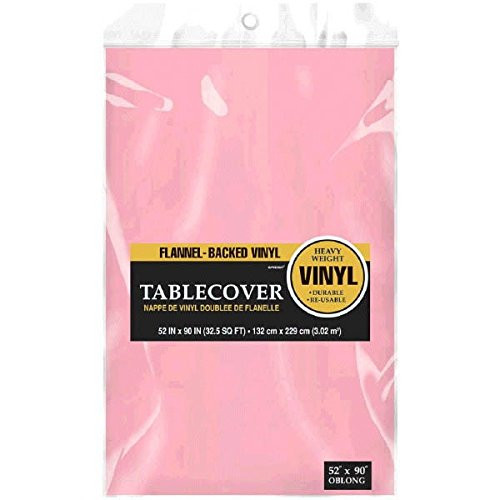 Amscan Pink Flannel-Backed Vinyl Party Table Cover