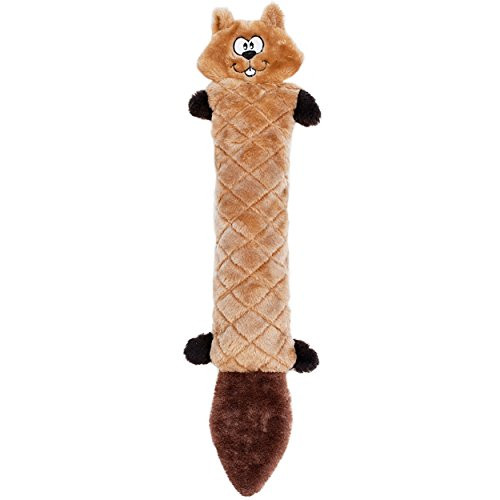 ZippyPaws   Jigglerz Tough No Stuffing Squeaky Plush Dog Toy with Crinkle Head and Tail   Chipmunk