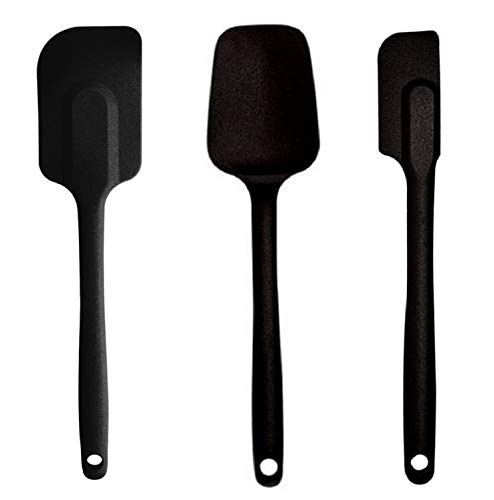 Mastrad All Purpose Non Stick Silicone Slim Spatula Spoon Spatula and Wide Spatula Set Of 3 pcs 10  One Each Black