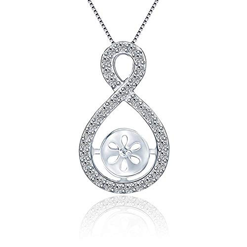 Cerylle 925 Sterling Silver Infinity Love Design Pendants for Pearl Pearl Pendants Fitting Mounts for Women Jewelry DIY
