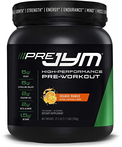 Pre JYM Pre Workout Powder   BCAAs Creatine HCI Citrulline Malate Beta Alanine Betaine and More   JYM Supplement Science   Orange Mango Flavor 30 Servings