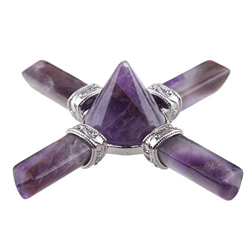mookaitedecor Amethyst Pyramid Energy Generator with 4 Healing Crystal Points Stone for Chakra Reiki Balancing Meditation mookaitedecor Amethyst Pyramid Energy Generator with 4 Healing Crystal Points Stone for Chakra Reiki Balancing Meditation