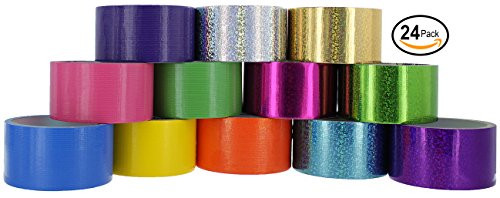 RamPro Holographic   Fluorescent Styles Heavy Duty Duct Tape   Assorted Colors Pack of 24 Rolls 188 inch x 10 Yard