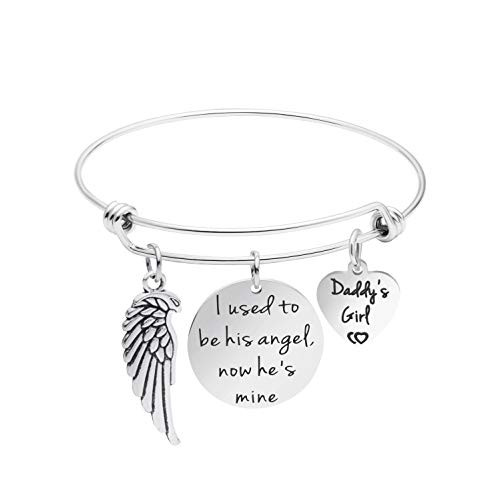 Memorial Dad Jewelry I Used to Be His Angel Now he is Mine Remembrance Bracelet