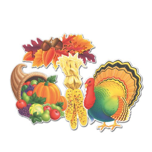 Beistle 99620 24-Piece Thanksgiving Cutouts, 14-Inch