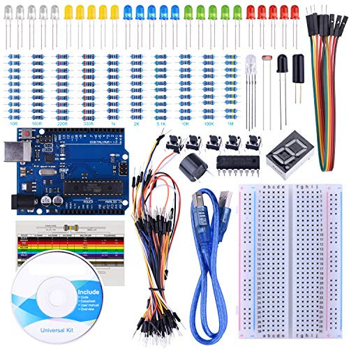 STARTO Starter Kit competible with ArduinoIDE Projects Includes Free Tutorials Board Breadboard Sensor USB Cable 1 Digit 7 Segment Display Resistors Jumper Wires and Dupont Wires