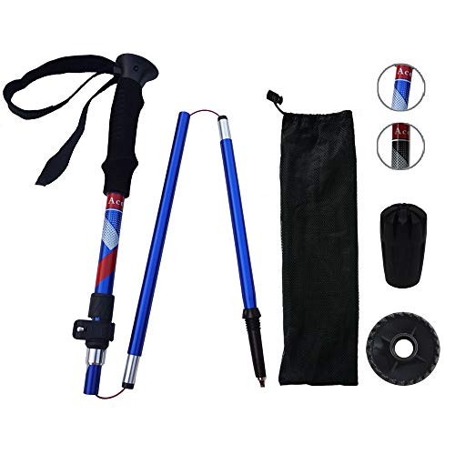 Acenilen Trekking Poles Collapsible Walking Hiking Sticks   Lightweight Aluminum Adjustable Trekking Sticks with Quick Flip Lock   Blue