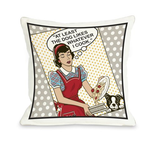 One Bella Casa Dog Likes Food Throw Pillow 20 by 20 Inch