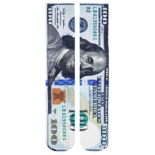 Zmart Men s Novelty Funny 3D Dollar Money Print Athletic Sports Crew Tube Socks