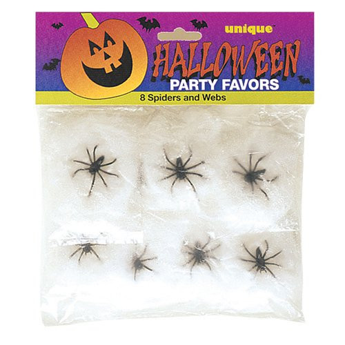 Plastic Spiders   Webs Halloween Party Favors 8ct