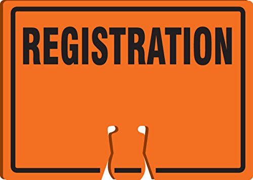 Accuform Signs FBC769 Plastic Traffic Cone Top Warning Sign Legend Registration  10  Length x 14  Width x 0060  Thickness Black on Orange