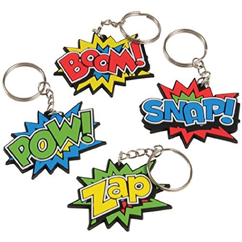 Lot of 12 Assorted Super Hero Comic Book Theme Keychains