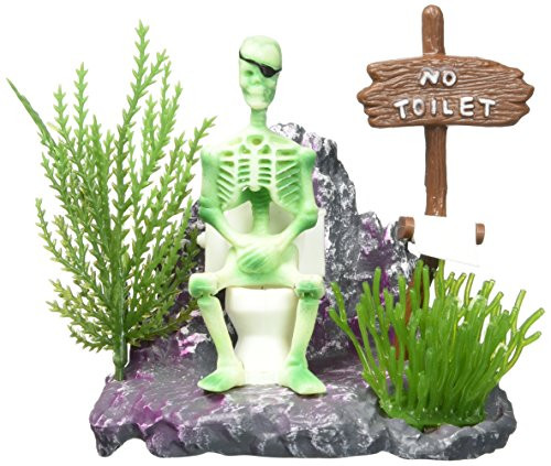 Penn Plax Action Air Skeleton on Toilet