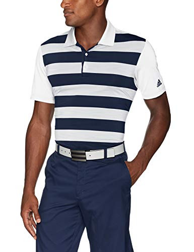 adidas Golf Men s Ultimate Rugby Stripe Polo White Collegiate Navy X Large