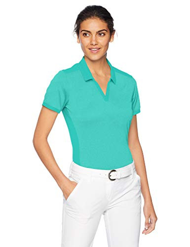 adidas Golf Women s Jacquard Shorts Sleeve Polo X Small Hi Res Aqua