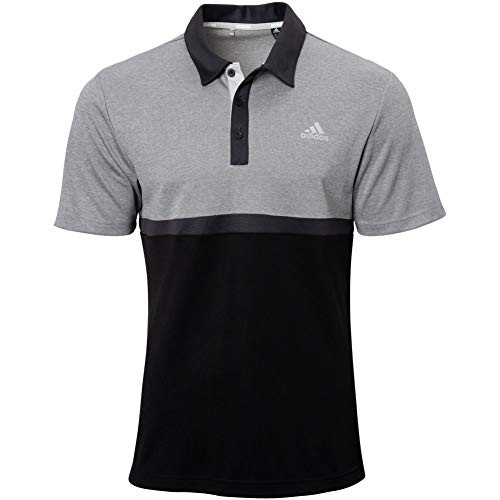 adidas Mens Heather Colorblock Golf Polo Grey Black L