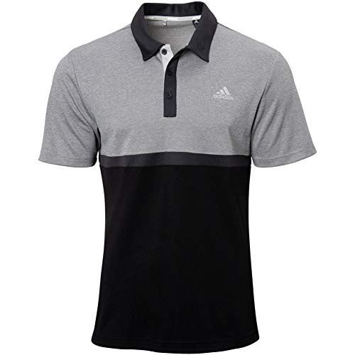 adidas Mens Heather Colorblock Golf Polo Grey Black M