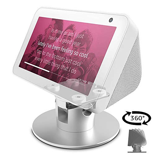 Echo Show 5 Adjustable Aluminum Swivel Stand Stand for Amazon Echo Show 5 Horizontal 360 Rotation Longitudinal Angle Change Base  White ES010 03
