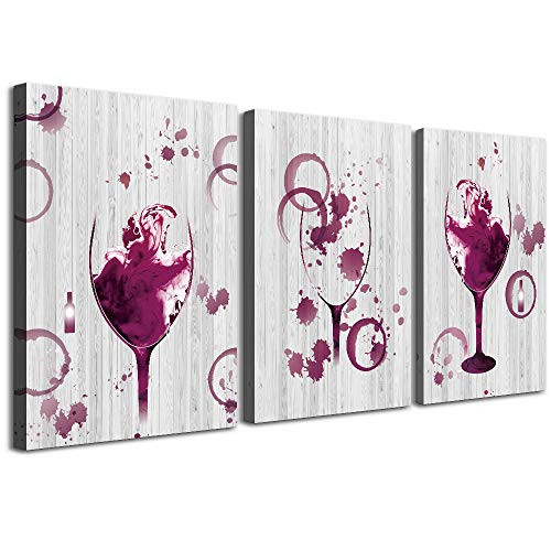 AHUAART 3 Piece Framed Canvas Wall Art for Living Room Bathroom Wall Decor Modern Kitchen Wall Artworks Restaurant Bedroom Decoration Goblet Inspiration Posters Artwork for Home Walls Painting