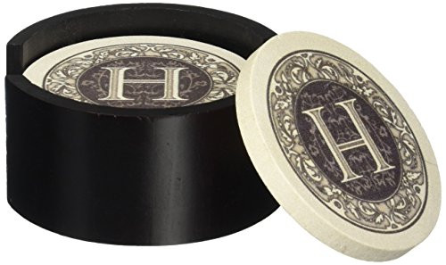 Thirstystone TSMH-H92 Monogram 4 Piece Coaster Set with Circular Holder, Multicolor