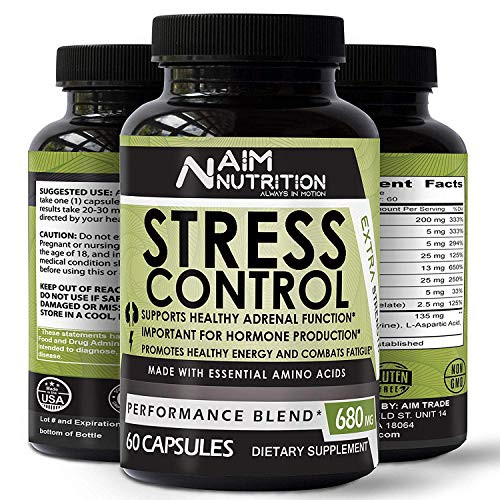 AIM Nutrition Anxiety   Stress Relief Supplement   Natural Herbal Formula Supporting Calm Positive Mood   60 Capsules