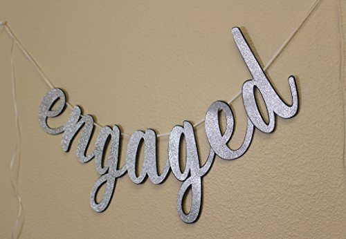 All About Details Engaged Cursive Banner Engagement Bridal Shower Party Banner Party Decor Photo Backdrop 1set  Black   Silver