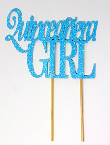 All About Details Quinceanera Girl Cake Topper  Glitter Pastel Blue