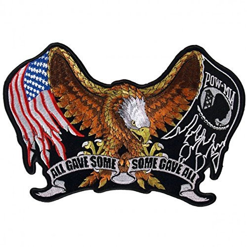 ALL GAVE SOME SOME GAVE ALL EAGLE AMERICAN FLAG AND POW MIA FLAG  PATCH   8  x 5