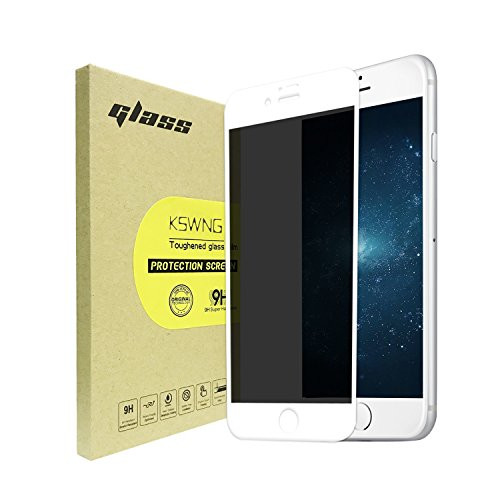 For iPhone 8 Plus/7 Plus Privacy Screen Protector, KSWNG Screen Protector Anti-Spy Tempered Glass Screen [DoubleDefence Technology] 9H Premium Anti-Scratch/Fingerprint(white)