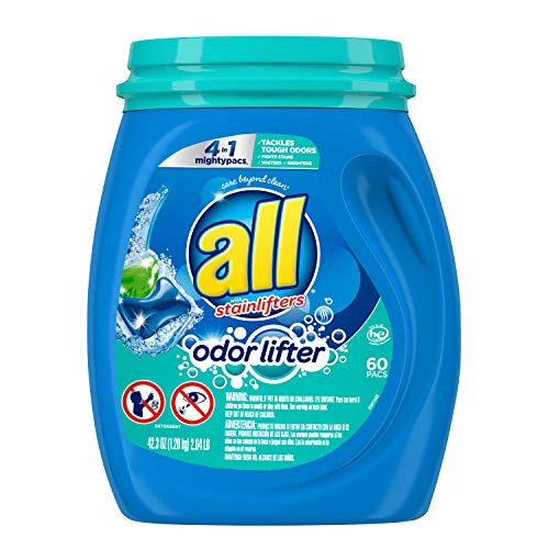 All Mighty Pacs Laundry Detergent 4 In 1 With Odor Lifter Tub 60 Count