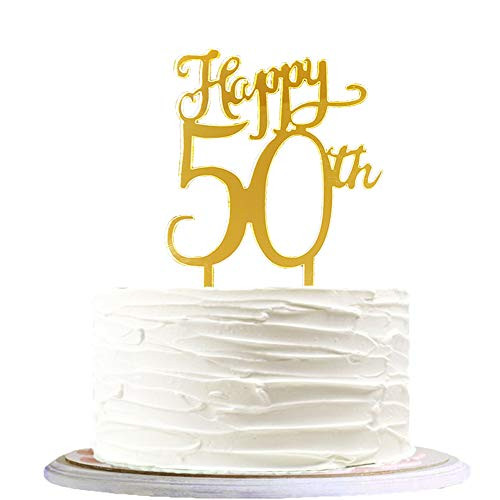NMAS Happy 50th Cake Topper Acrylic Gold Mirror 50th Birthday Wedding Anniversary Party Decorations Supplies NMAS Happy 50th Cake Topper Acrylic Gold Mirror 50th Birthday Wedding Anniversary Party Decorations Supplies