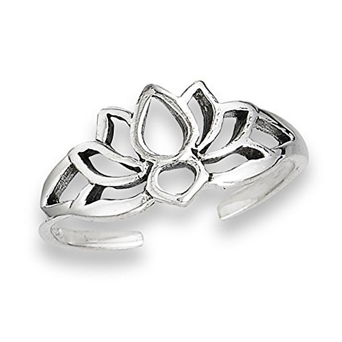 Filigree Flower Lotus Silhouette Nature 925 Sterling Silver Peace Bohemian Toe Ring Band