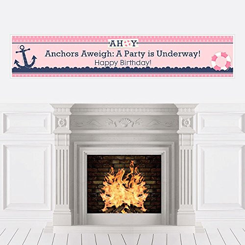 Big Dot of Happiness Ahoy Nautical Girl Happy Birthday Decorations Party Banner Big Dot of Happiness Ahoy Nautical Girl Happy Birthday Decorations Party Banner